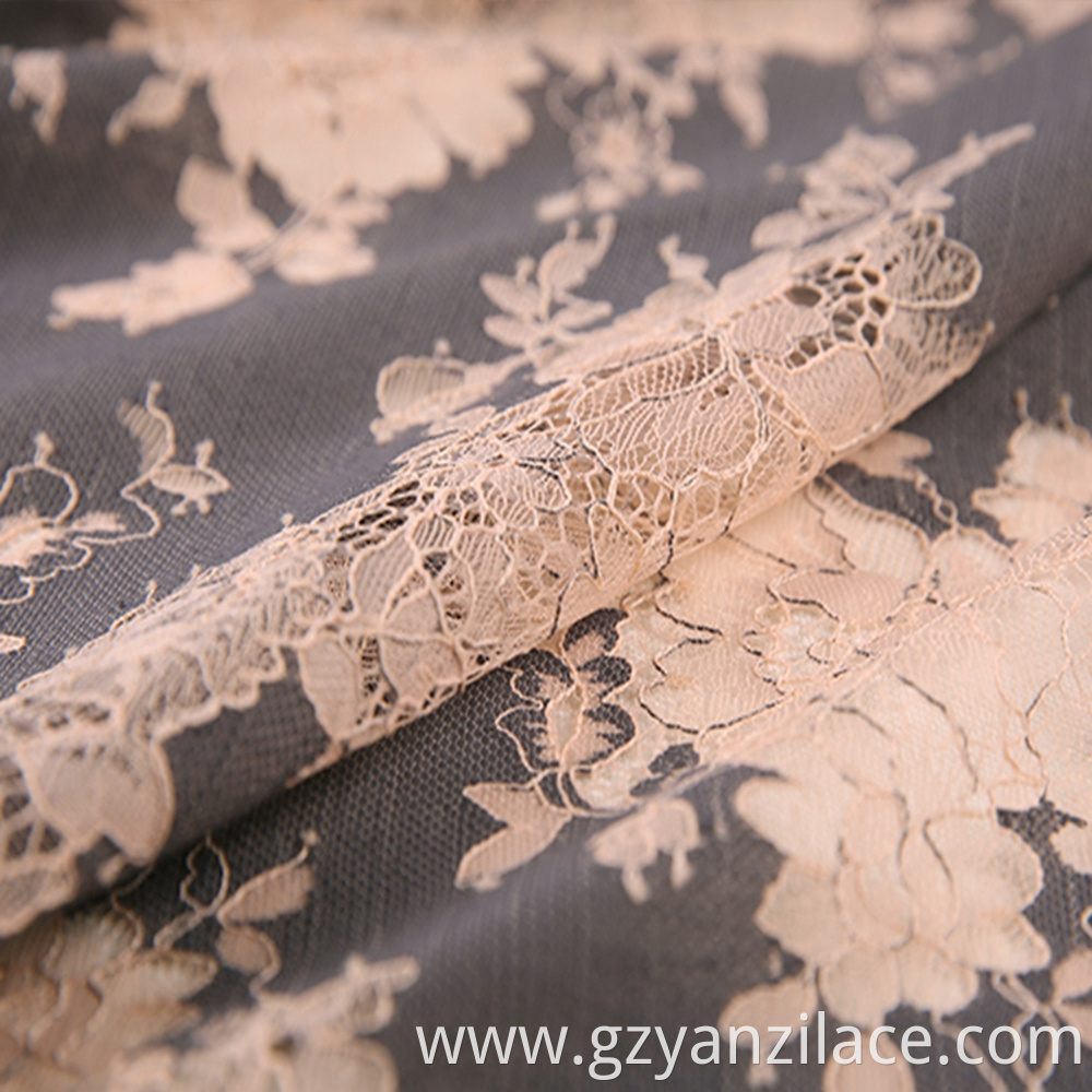 Beige Corded Lace Chantilly Eyelash Lace